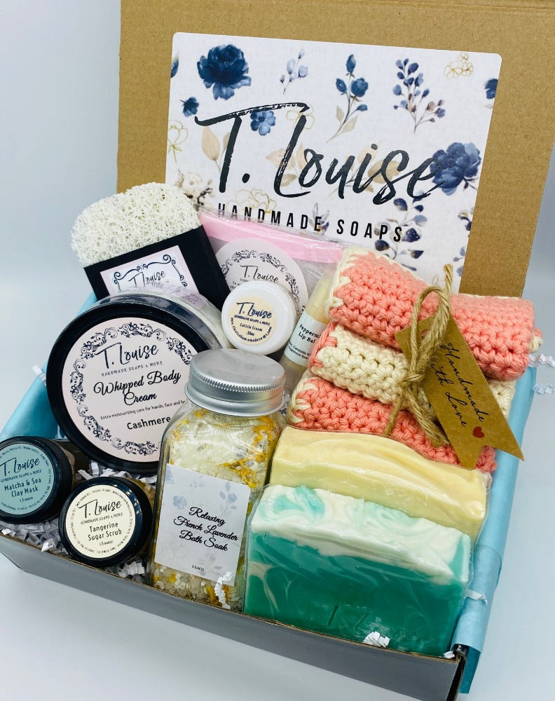 Varity gift box - Whipped Lotion, Coconut-free soaps and more.  T. Louise Soaps