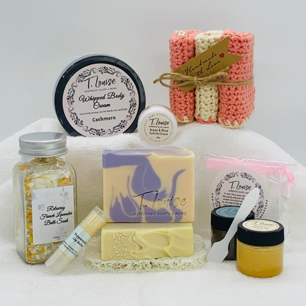 Varity gift box - Whipped Lotion, Coconut-free soaps and more.  T. Louise Soaps