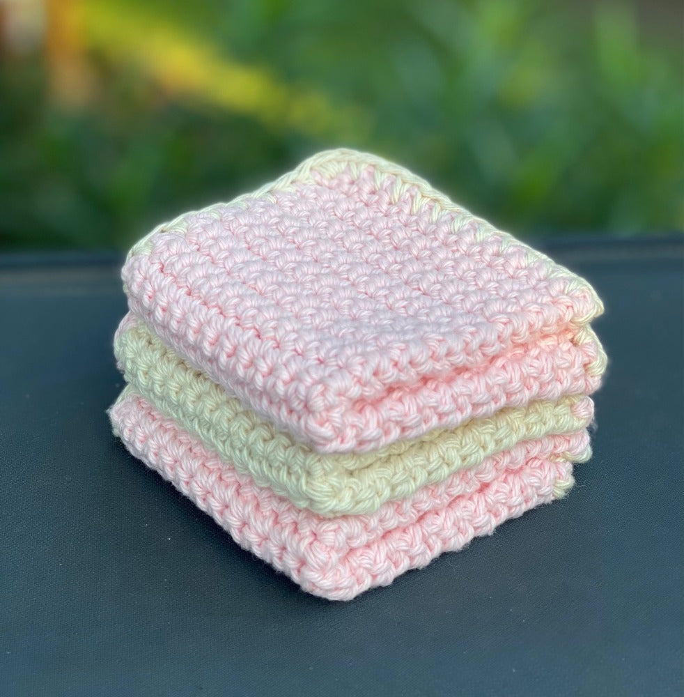 Wash Cloth, Handmade Wash Cloth, Crochet Washcloth, Natural 100